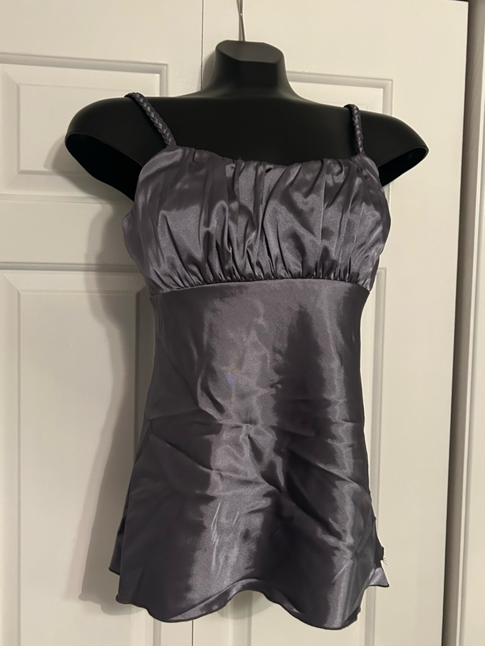 Y2K BCX Satin Camisole Tank Top in Deep Silver